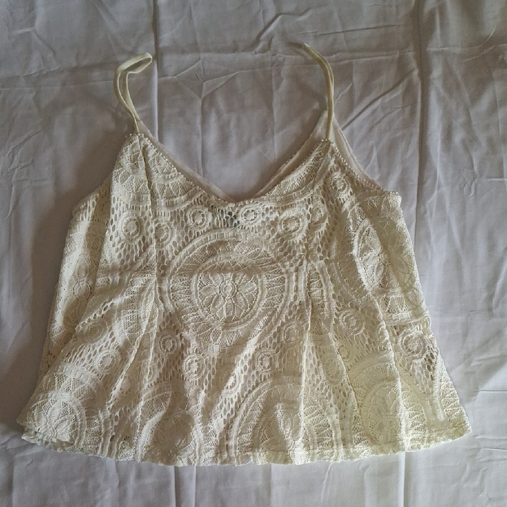 American Eagle Outfitters Cream Lace Crop Top